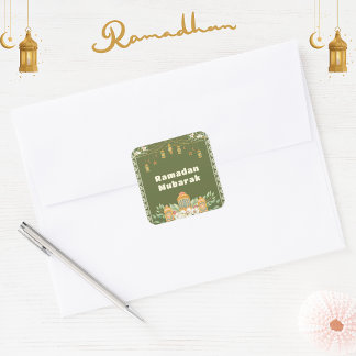 水モダン色ランタンイフターパーティの招待状 スクエアシール