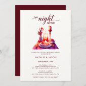 水モダン色リハーサルディナーテーブル 招待状 (正面/裏面)