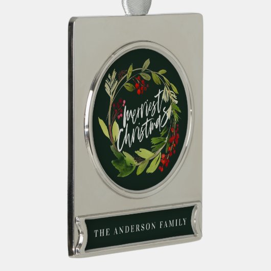 水モダン色リースの葉シック シルバープレートバナーオーナメント (右)