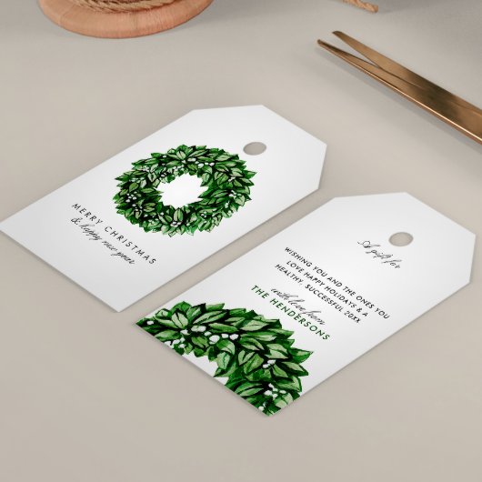 水モダン色リースカスタムメッセージ ギフトタグ