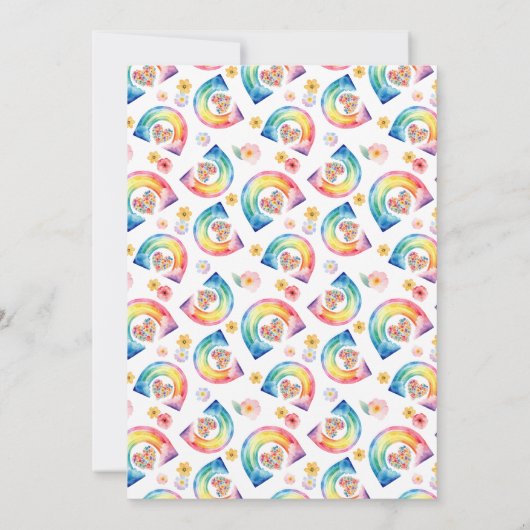 水モダン色レインボーパーソナライズされた固定 サンキューカード (裏面)