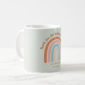 水モダン色レインボー先生サンキューマグ コーヒーマグカップ (正面左)