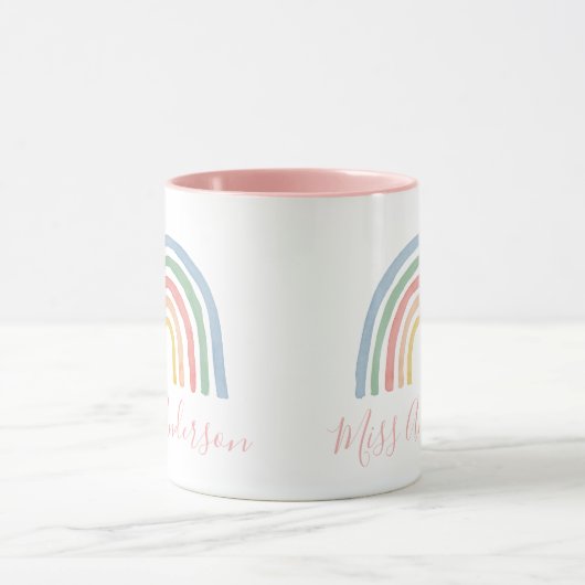 水モダン色レインボー感謝してい先生ギフトm マグカップ (中央)