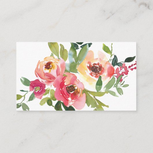 水モダン色レッドピンクフローラ結婚式RSVP エンクロージャーカード (裏面)