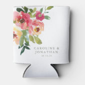 水モダン色レッドピンク結婚フローラカスタム 缶クーラー (正面)