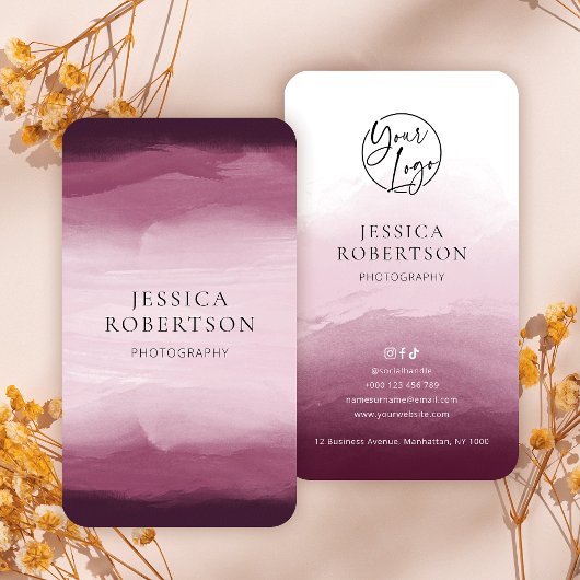 水モダン色レッドブルゴーニュプロフェッショナルロゴ 名刺