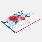 水モダン色レッドブルーフローラ結婚ズ ゲストブック (コーナー)