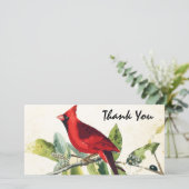 水モダン色レッド(鳥)ショウジョウコウカンチョウ葬儀ありがとう サンキューカード (スタンド正面)
