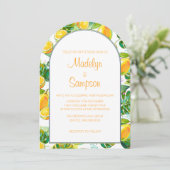 水モダン色レモンガーデンイエロー結婚ズ 招待状 (スタンド正面)