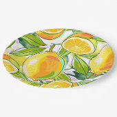 水モダン色レモンガーデンイエロー ペーパープレート (アングル)