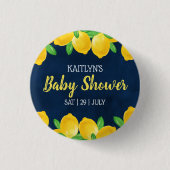 水モダン色レモンツリーベビーシャワー 缶バッジ (正面)