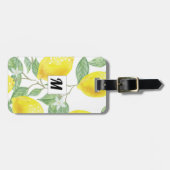 水モダン色レモントラベルホリデーモノグラム ラゲッジタグ (正面横)
