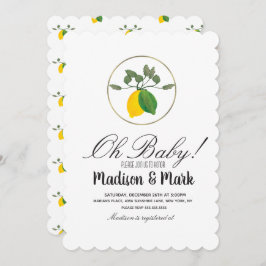 水モダン色レモンフォイルリングや輪ベビーシャワー 招待状