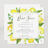 水モダン色レモンボタニカルブライダルシャワー 招待状 (正面/裏面)