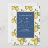 水モダン色レモン&リーフ結婚ズ 招待状 (正面)