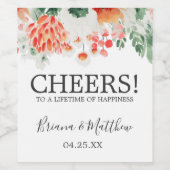 水モダン色ワイルドフラワートレンディーフローラワインL ワインラベル (シングルラベル)