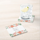 水モダン色ワイルドフラワートレンディーフローラ スクエアペーパーコースター (インサイチュ)