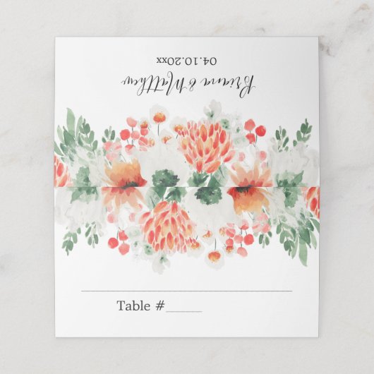 水モダン色ワイルドフラワートレンディーフローラ プレイスカード (外部開封)