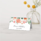 水モダン色ワイルドフラワートレンディーフローラ プレイスカード (裏面)