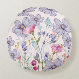 水モダン色ワイルドフラワーピンク ラウンドクッション