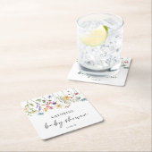 水モダン色ワイルドフラワーフローラ赤ちゃんシャワー スクエアペーパーコースター (インサイチュ)