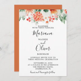 水モダン色ワイルドフラワーフローラ 招待状