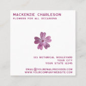 水モダン色ワイルドフラワーモノグラムイニシャル スクエア名刺 (裏面)