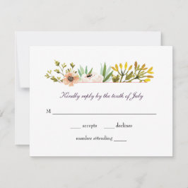 水モダン色ワイルドフラワー結婚ズ 出欠カード