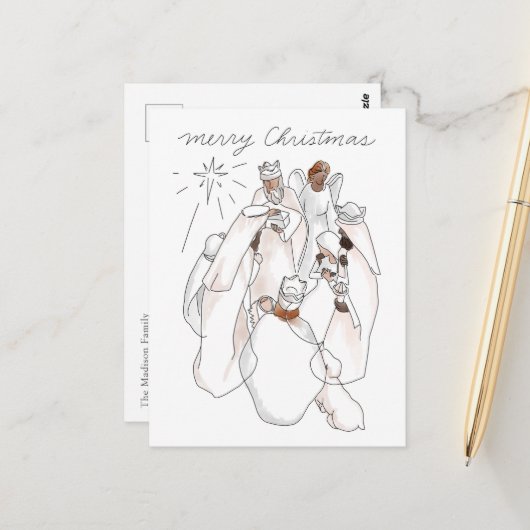 水モダン色出生シーン(追加文字付) ポストカード (正面/裏面インサイチュ)