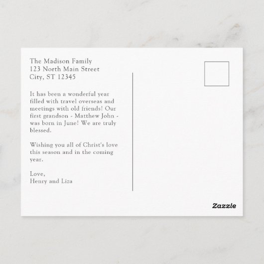 水モダン色出生シーン(追加文字付) ポストカード (裏面)