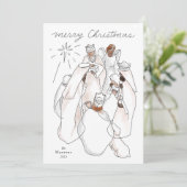 水モダン色出生ファミリーフォトホリデー カード (スタンド正面)