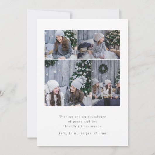 水モダン色出生ファミリーフォトホリデー カード (裏面)