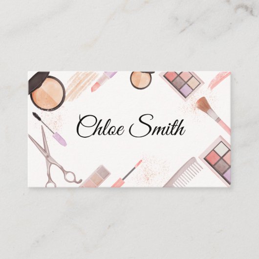 水モダン色化粧要素美しいサロン 名刺 (正面)