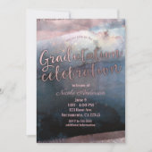 水モダン色卒業パーティー写真2018 招待状 (正面)