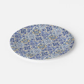 水モダン色地中海の青タイル ペーパープレート (アングル)