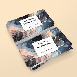 水モダン色大理石ゲート金ゴールドブルーグリッター 名刺