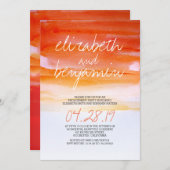 水モダン色婚約パーティ招待状 招待状 (正面/裏面)