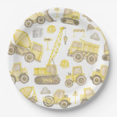 水モダン色建築車誕生日 ペーパープレート (正面)