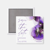 水モダン色彩青紫色インク金属フローラ マグネット (正面/裏面)