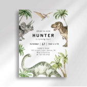 水モダン色恐竜誕生日招待状 招待状