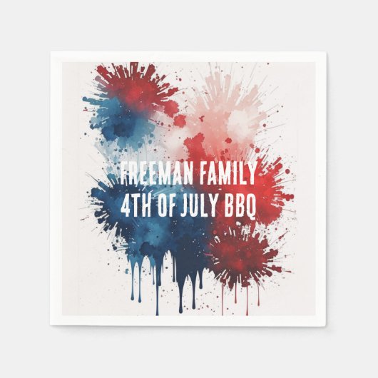 水モダン色愛国7月4日BBQパーティー スタンダードカクテルナプキン (正面)