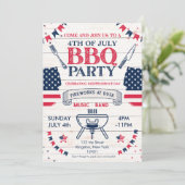 水モダン色愛国7月4日BBQ 招待状 (スタンド正面)