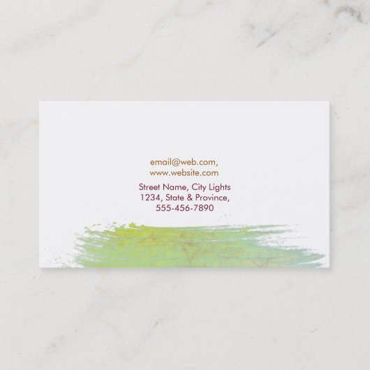 水モダン色抽象芸術エレガント緑（黄） 名刺 (裏面)