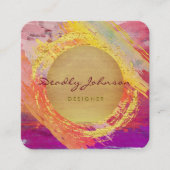 水モダン色抽象芸術エレガント黄色の月 スクエア名刺 (正面)