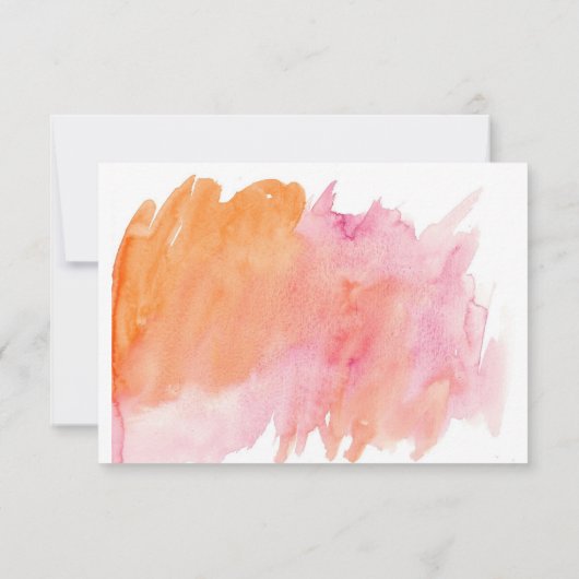水モダン色抽象芸術オレンジピンク サンキューカード (裏面)