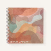 水モダン色抽象芸術カラフルモノグラム名 ノートブック (正面)