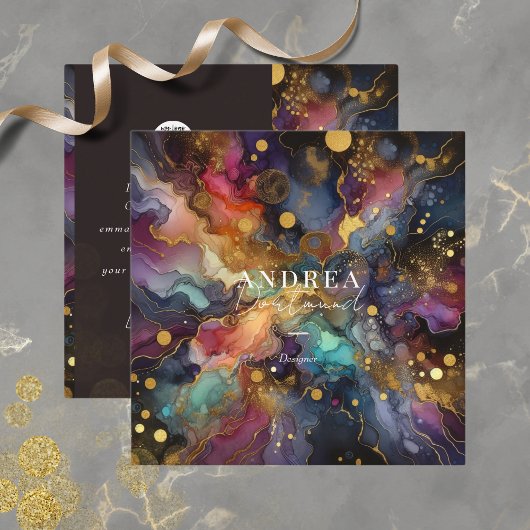 水モダン色抽象芸術パープルスクエアビジネス スクエア名刺