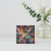 水モダン色抽象芸術パープルスクエアビジネス スクエア名刺 (スタンド正面)