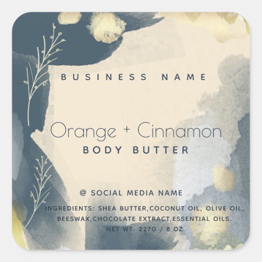 水モダン色抽象芸術分岐製品 スクエアシール (正面)