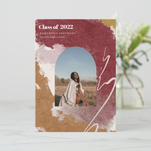 水モダン色抽象芸術大学院写真 招待状 (スタンド正面)